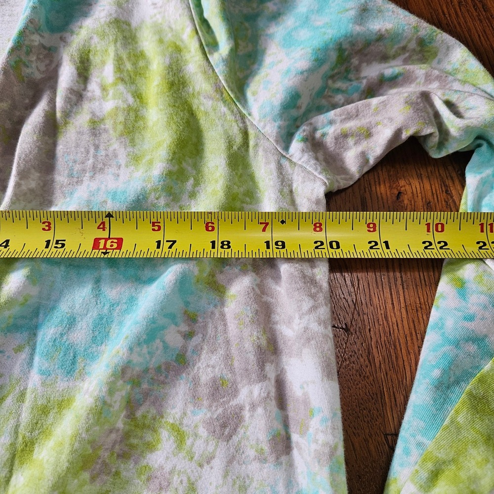 Pure Jill Batik Jacket Open Front Cardigan Pima Cotton Blend Green Blue L - Picture 9 of 9